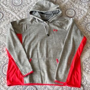 Under Armour Heather Gray and Orange/Red Pullover